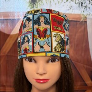 Wonder Woman Comic Panel Surgical Scrub Cap - Blue, Red, Yellow